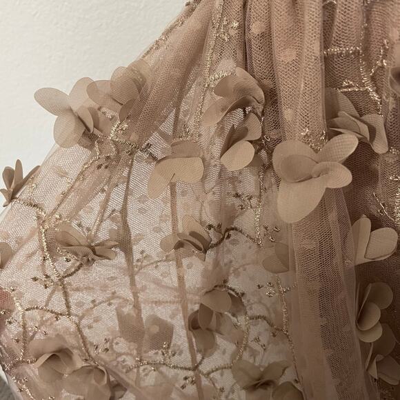 EleStory Sheer Tulle Butterfly Maxi Dress Taupe Maternity Dress Womens M NWT - Picture 7 of 12